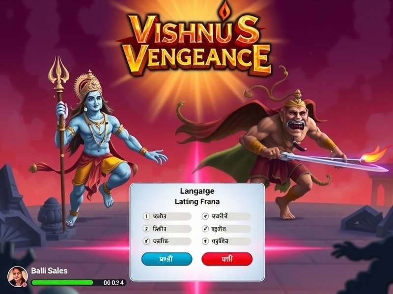 Language selection screen in Vishnu S Vengeance showing Indian language options